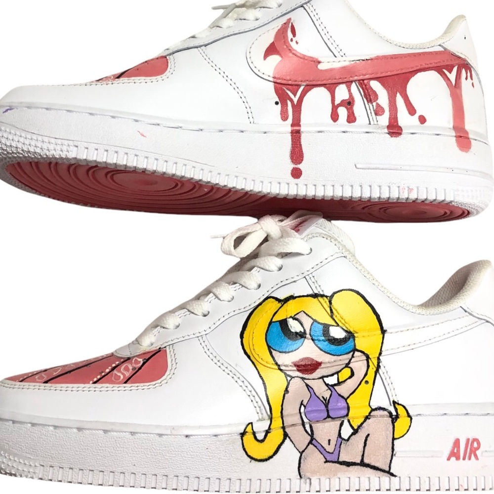 Customized Nike Air Force 1's white and pink women Size 8 Never used
